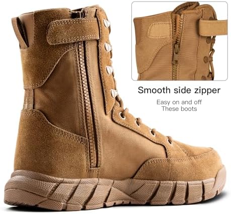 Side zipper design of tactical boots for easy wearing and quick on/off convenience